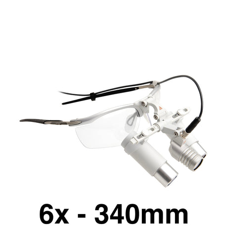 HEINE LED LoupeLight 2, mPack mini Battery Pack, S-Frame, HRP Loupes 6.0x 340mm (13") Working Distance. MPN: C-008.32.455