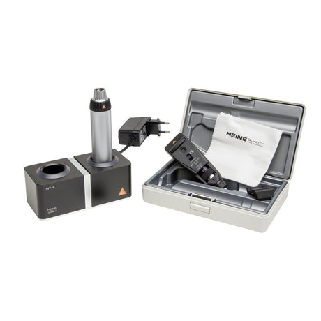 HEINE BETA 200 Retinoscope Set: BETA 200 LED Streak Retinoscope, BETA4 NT rechargeable handle, NT4 table charger, Hard Case. MPN: C-034.24.420