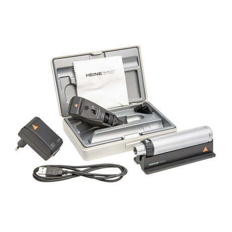 HEINE BETA 200 Retinoscope Set: BETA 200 LED Streak Retinoscope, BETA4 USB Rechargeable Handle, Hard Case. MPN: C-034.28.388