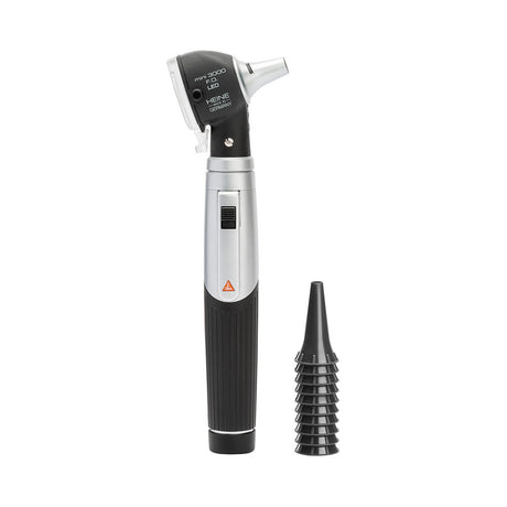 HEINE mini 3000 LED Fiber Optic Otoscope with mini 3000 battery Handle and 10 AllSpec Disposable Ear Tips. MPN: D-008.70.110