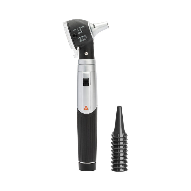 HEINE mini 3000 LED Fiber Optic Otoscope with mini 3000 battery Handle and 10 AllSpec Disposable Ear Tips. MPN: D-008.70.110