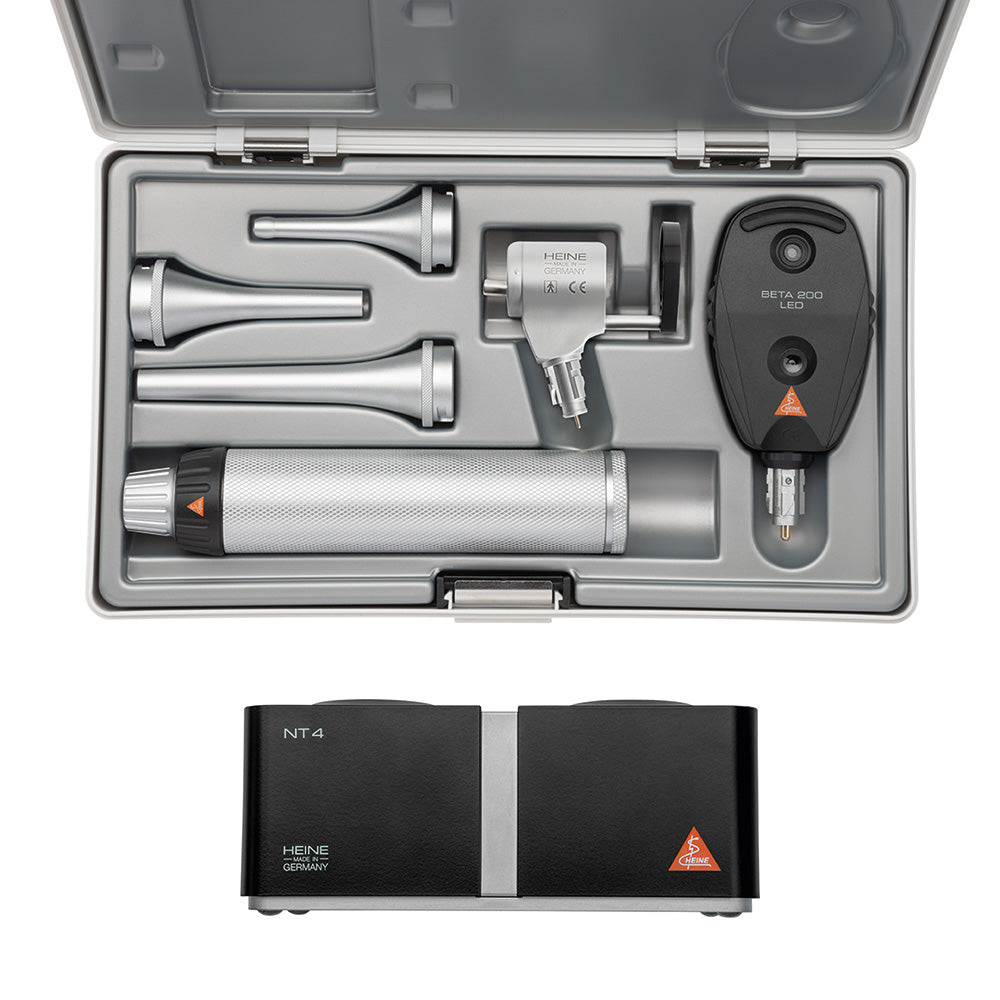 HEINE G100 LED Veterinary Slit Illumination Diagnostic Set, BETA 200 LED Ophthalmoscope, BETA 4 NT Rechargeable Handle, NT 4 Table Charger. MPN: G-148.24.420