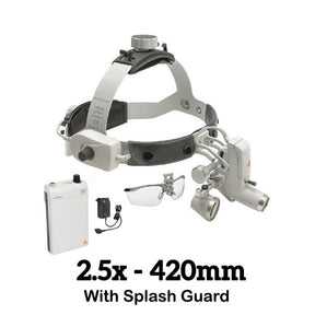 HEINE ML4 LED Headlight Kit, mPack Power Source, S-Guard, HR Binocular Loupe 2.5 x / 420mm. MPN: J-008.31.441