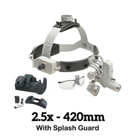HEINE ML4 LED Headlight Kit, EN50 Unplugged Power Source, S-Guard, HR Binocular Loupe 2.5 x / 420mm. MPN: J-008.31.446