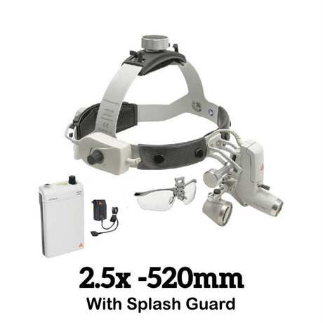 HEINE ML4 LED Headlight Kit, mPack Power Source, S-Guard, HR Binocular Loupe 2.5 x / 520mm. MPN: J-008.31.450