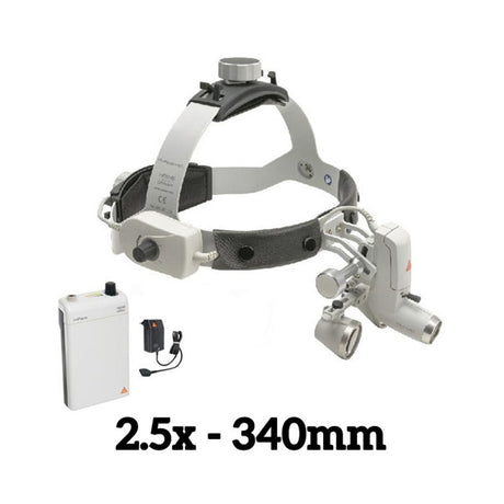 HEINE ML4 LED Headlight Kit, mPack Power Source, HR Binocular Loupe 2.5 x / 340mm. MPN: J-008.31.452