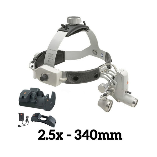 HEINE ML4 LED Headlight Kit, EN50 Unplugged Power Source, HR Binocular Loupe 2.5 x / 340mm. MPN: J-008.31.458