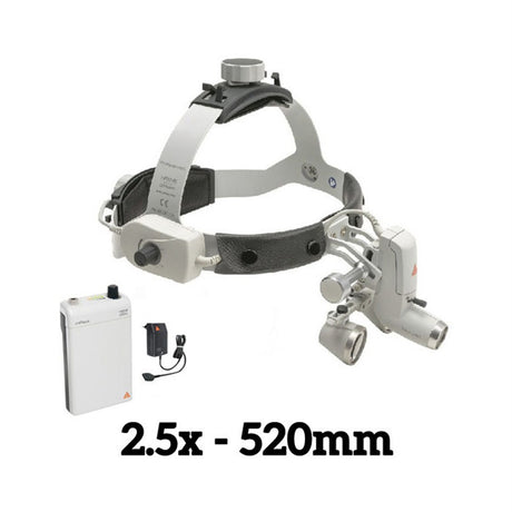 HEINE ML4 LED Headlight Kit, mPack Power Source, HR Binocular Loupe 2.5 x / 520mm. MPN: J-008.31.463