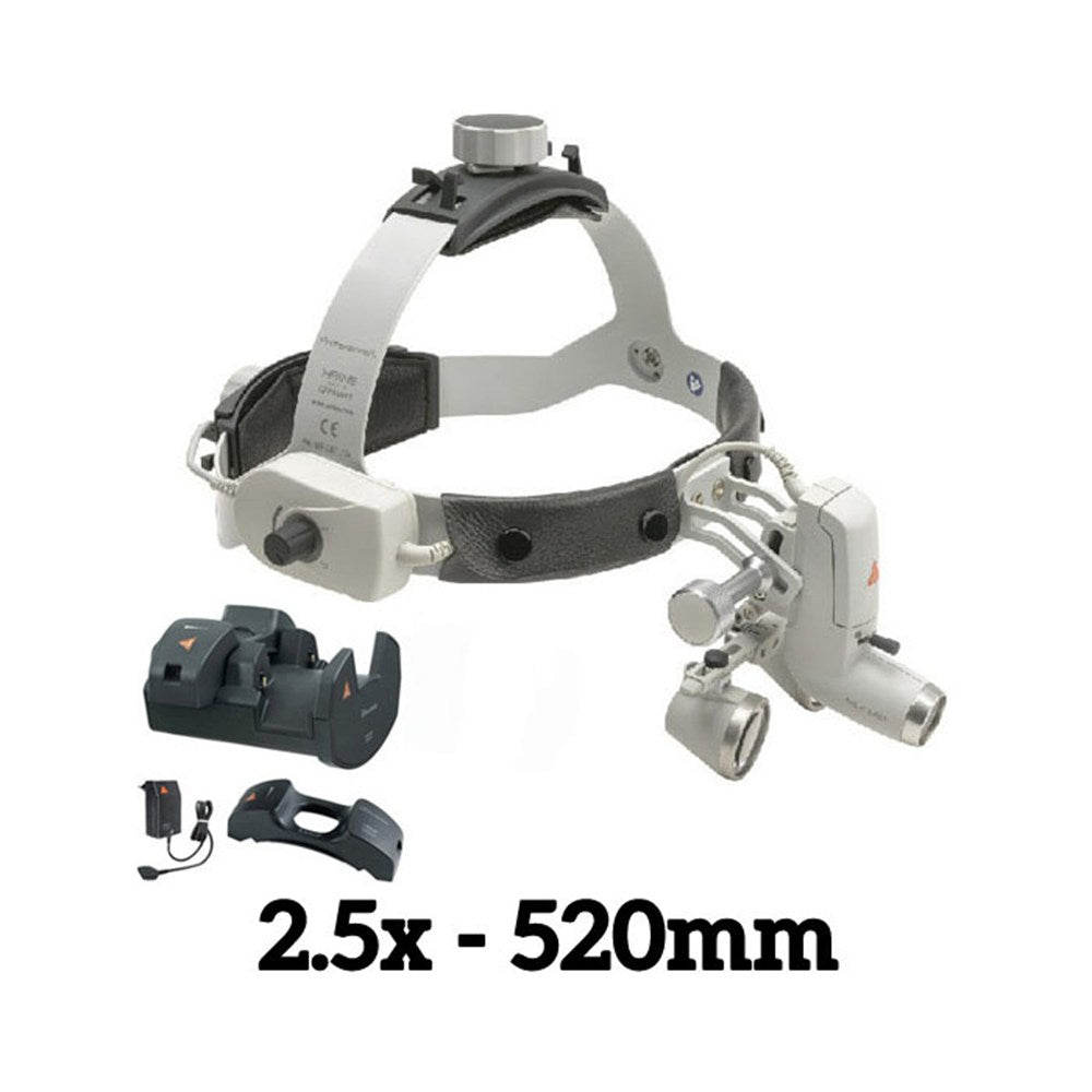 HEINE ML4 LED Headlight Kit, EN50 Unplugged Power Source, HR Binocular Loupe 2.5 x / 520mm. MPN: J-008.31.464