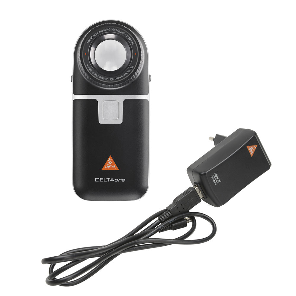 HEINE DELTAone LED Dermatoscope, Contact Plate (with scale), BLACK, USB cord, Transformer, and Case. MPN: K-210.28.305 - Image 8