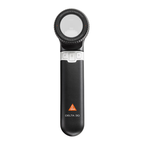 HEINE DELTA 30 LED Dermatoscope, Contact Plate (with scale), USB cord, Transformer, and Case. MPN: K-230.28.305