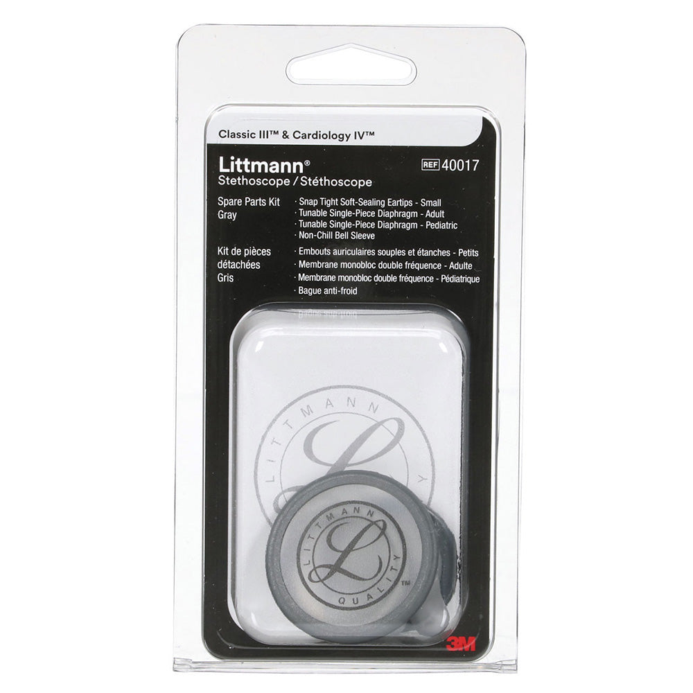Littmann Spare Parts Kit for Classic III & Cardiology IV: Small Snap Tight Soft-Sealing Eartips, Adult Diaphragm, Pediatric Single Diaphragm, GRAY, 10 kits/cs. MPN: 40017 - Image 2