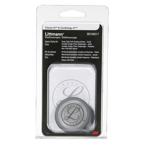 Littmann Spare Parts Kit for Classic III & Cardiology IV: Small Snap Tight Soft-Sealing Eartips, Adult Diaphragm, Pediatric Single Diaphragm, GRAY, 10 kits/cs. MPN: 40017 - Image 2