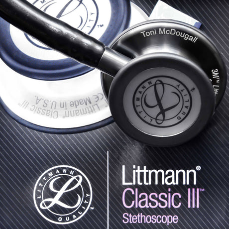 3M Littmann Classic III Stethoscope, Smoke Chestpiece, Black Tube. MPN: 5811 - Image 5