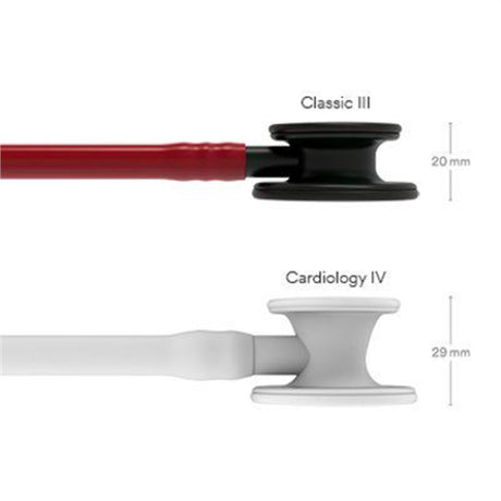 3M Littmann Classic III Stethoscope, Black Chestpiece, Stem & Headset, Burgundy Tube. MPN: 5868 - Image 4