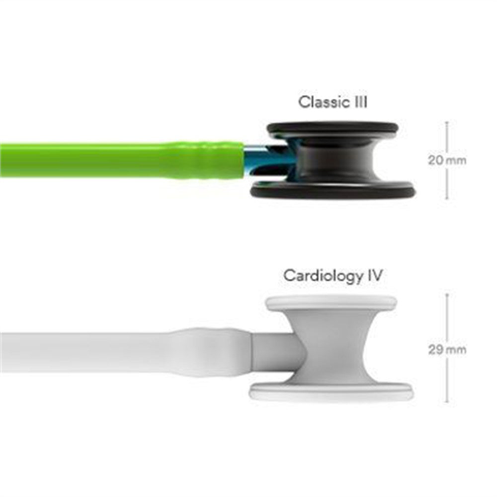 3M Littmann Classic III Stethoscope, Smoke Chestpiece, Lime Green Tube, Blue Stem & Smoke Headset. MPN: 5875 - Image 4