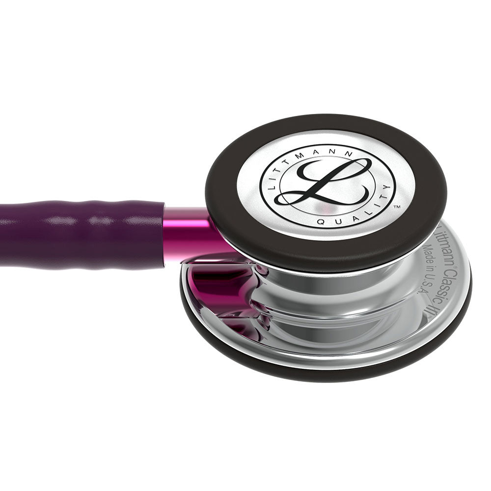 3M Littmann Classic III Stethoscope, Mirror Chestpiece, Plum Tube, Pink Stem and Smoke Headset. MPN: 5960 - Image 2