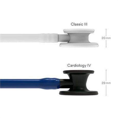3M Littmann Cardiology IV Stethoscope, Black Chestpiece, Navy Blue Tube, Black Stem & Headset. MPN: 6168 - Image 4