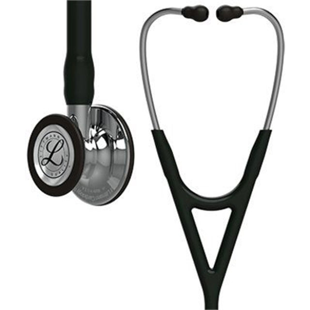 3M Littmann Cardiology IV Stethoscope, Mirror Chestpiece & Stem, Black Tube, Stainless Headset. MPN: 6177