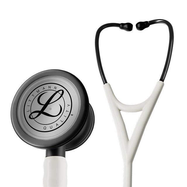 Littmann CARDIOLOGY IV Stethoscope, Black Matte Chestpiece, Satin-Finish Alabaster Tube. MPN: 6186C
