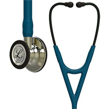 3M Littmann Cardiology IV Stethoscope, Champagne Chestpiece and Stem, Caribbean Blue Tube. MPN: 6190