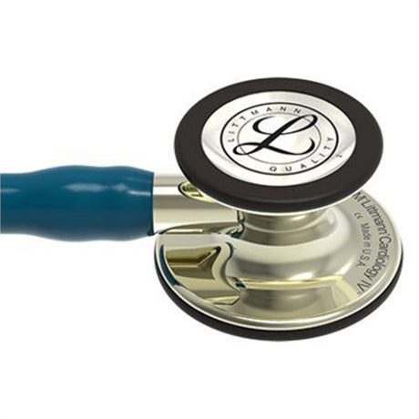 3M Littmann Cardiology IV Stethoscope, Champagne Chestpiece and Stem, Caribbean Blue Tube. MPN: 6190 - Image 2
