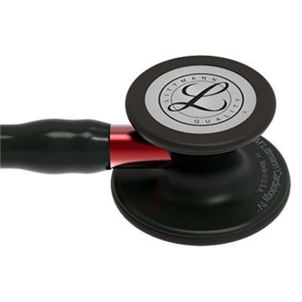 3M Littmann Cardiology IV Stethoscope, Black Chestpiece, Black Tube, Red Stem & Black Headset. MPN: 6200 - Image 2