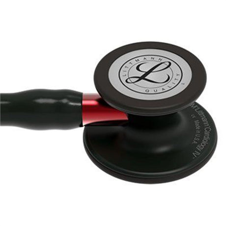 3M Littmann Cardiology IV Stethoscope, Black Chestpiece, Black Tube, Red Stem & Black Headset. MPN: 6200 - Image 2