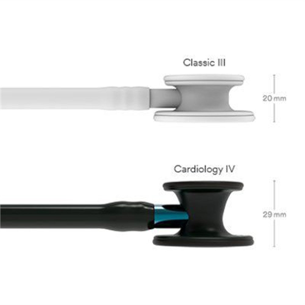 3M Littmann Cardiology IV Stethoscope, Black Chestpiece, Black Tube, Blue Stem & Black Headset. MPN: 6201 - Image 4
