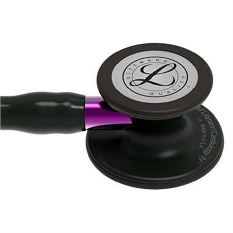 3M Littmann Cardiology IV Stethoscope, Black Chestpiece, Black Tube, Violet Stem & Black Headset. MPN: 6203 - Image 2