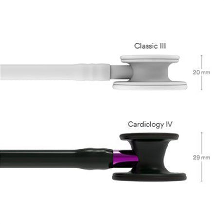 3M Littmann Cardiology IV Stethoscope, Black Chestpiece, Black Tube, Violet Stem & Black Headset. MPN: 6203 - Image 4