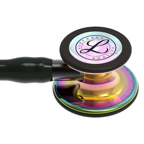 3M Littmann Cardiology IV Stethoscope, High Polish Rainbow Chestpiece, Black Tube, Smoke Stem, Smoke Headset. MPN: 6240 - Image 2