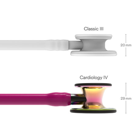 3M Littmann Cardiology IV Stethoscope, High Polish Rainbow Chestpiece, Raspberry Tube, Smoke Stem, Smoke Headset. MPN: 6241 - Image 4