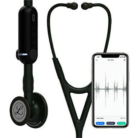 3M Littmann 8480 CORE Digital Stethoscope, Black Chestpiece, Tube, Stem and Headset, 27". MPN: 8480