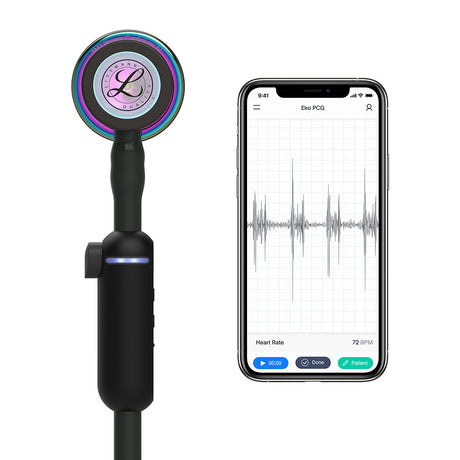 3M Littmann 8570 CORE Digital Stethoscope, High Polish Rainbow Chestpiece, Black Tube, Stem and Headset, 27". MPN: 8570 - Image 4