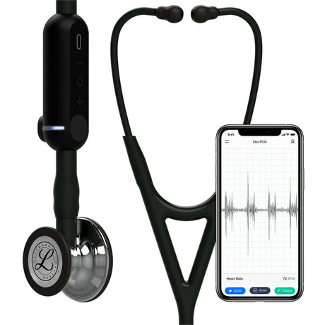 3M Littmann 8890 CORE Digital Stethoscope, Mirror Chestpiece, Black Tube, Stem and Headset, 27". MPN: 8890