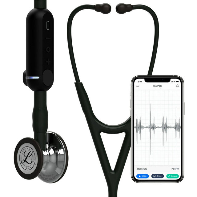 3M Littmann 8890 CORE Digital Stethoscope, Mirror Chestpiece, Black Tube, Stem and Headset, 27". MPN: 8890