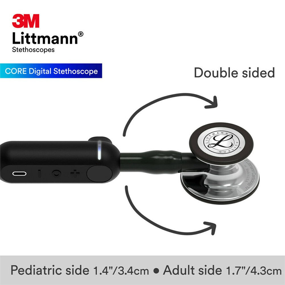 3M Littmann 8890 CORE Digital Stethoscope, Mirror Chestpiece, Black Tube, Stem and Headset, 27". MPN: 8890 - Image 3