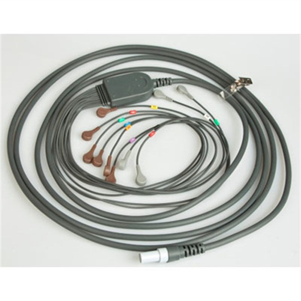 Patient Cable for Quinton Q-Stress or Burdick HeartStride, AHA 25", snap connection. MPN: 60-00181-01