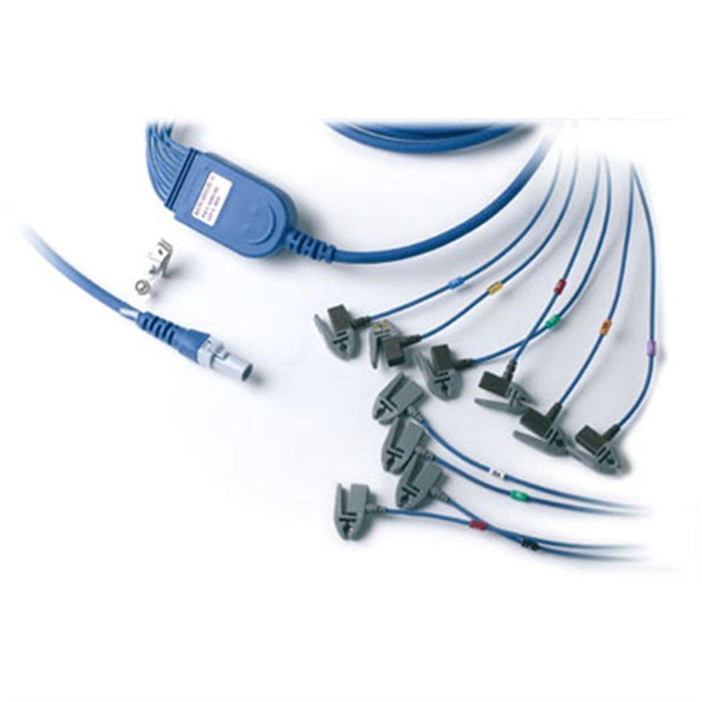 Patient Cable for Quinton Q-Stress or Burdick HeartStride, AHA 43", pinch connection. MPN: 60-00184-01