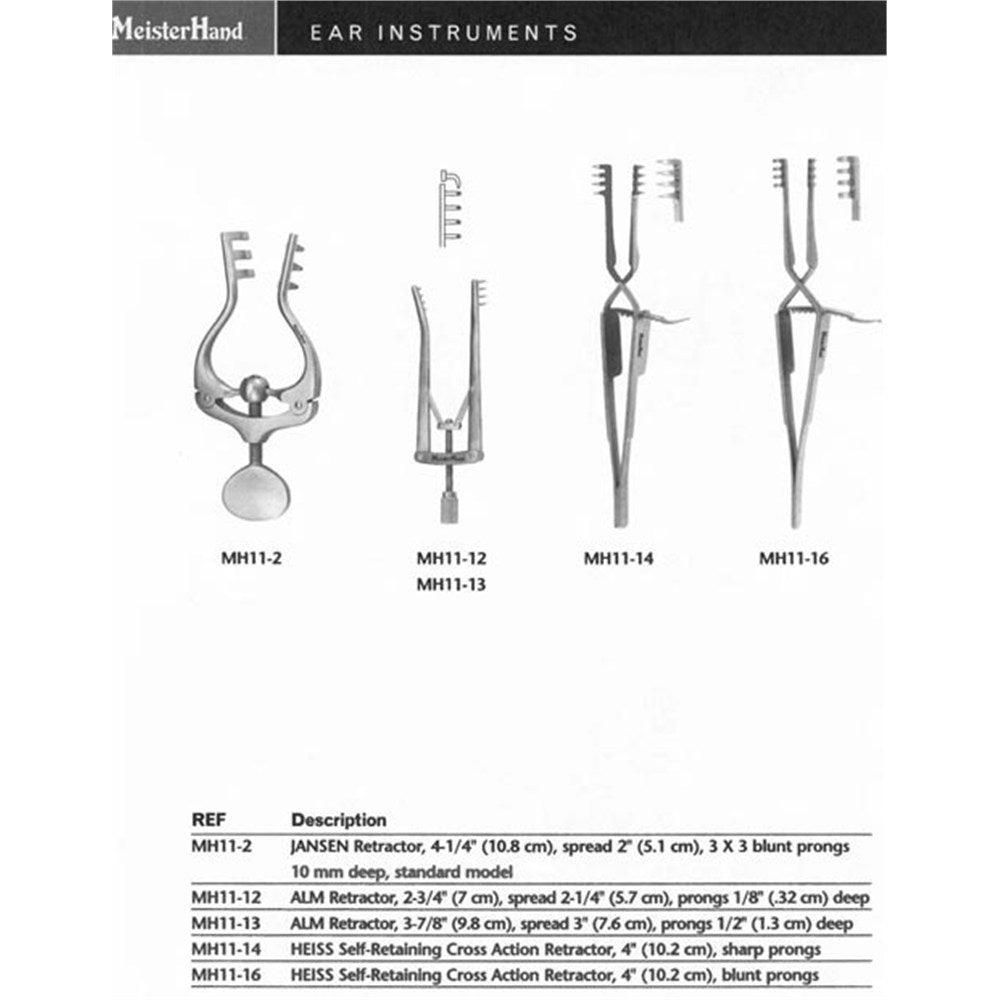 MeisterHand HEISS Self-Retaining Cross Action Retractor, 4" (102mm), Sharp Prongs. MPN: MH11-14 - Image 3