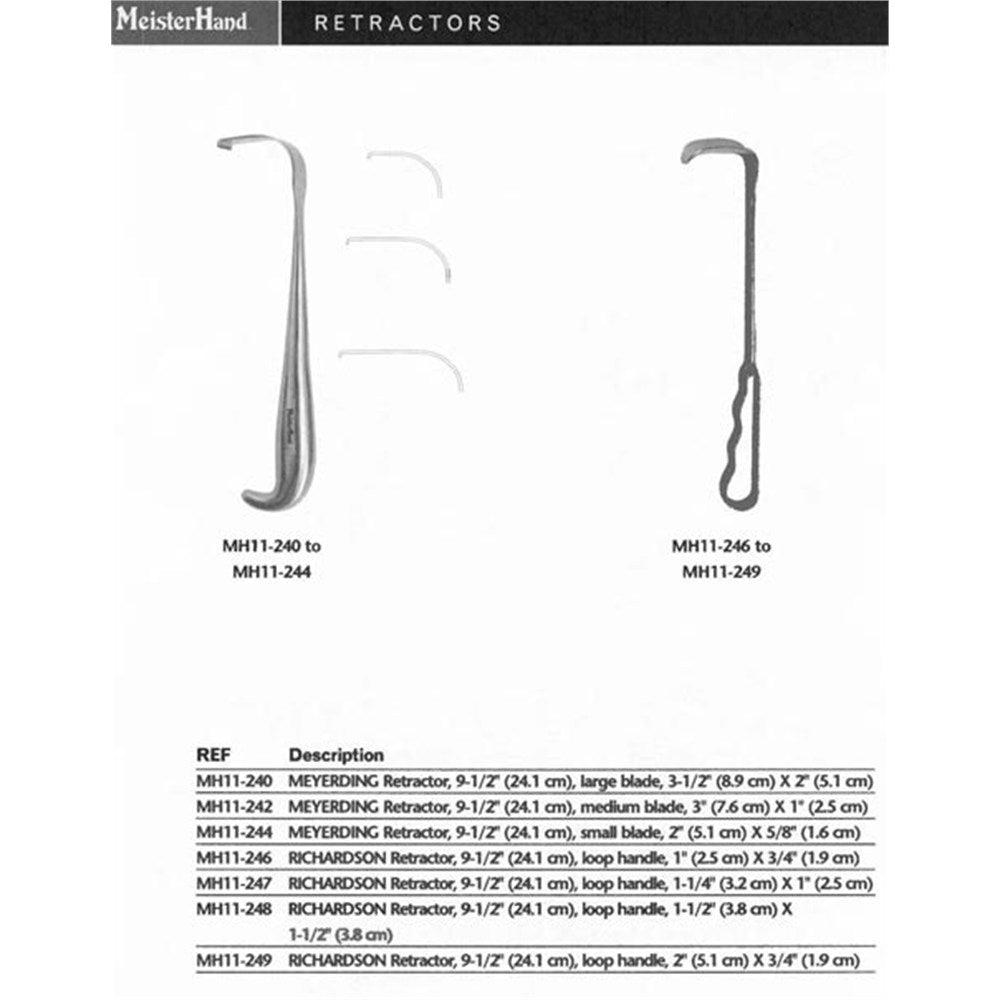 MeisterHand RICHARDSON Retractor, 10" (25.4 cm), loop handle, 1-1/4" (3.2 cm) X 1" (2.5 cm). MPN: MH11-247 - Image 2