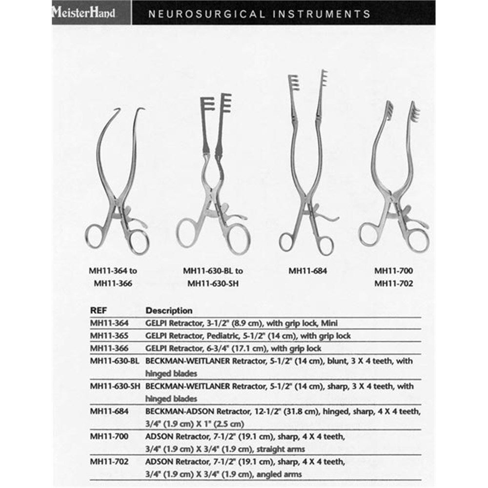 MeisterHand GELPI Retractor 3.5 (8.9cm), with grip lock, Mini. MPN: MH11-364 - Image 3