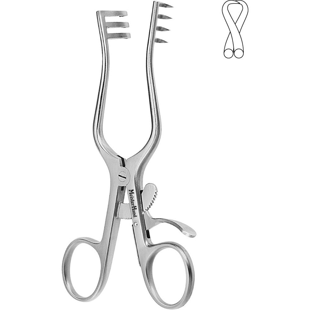 MeisterHand WEITLANER Retractor, 5-1/2" (14cm), 3 x 4 sharp prongs. MPN: MH11-608
