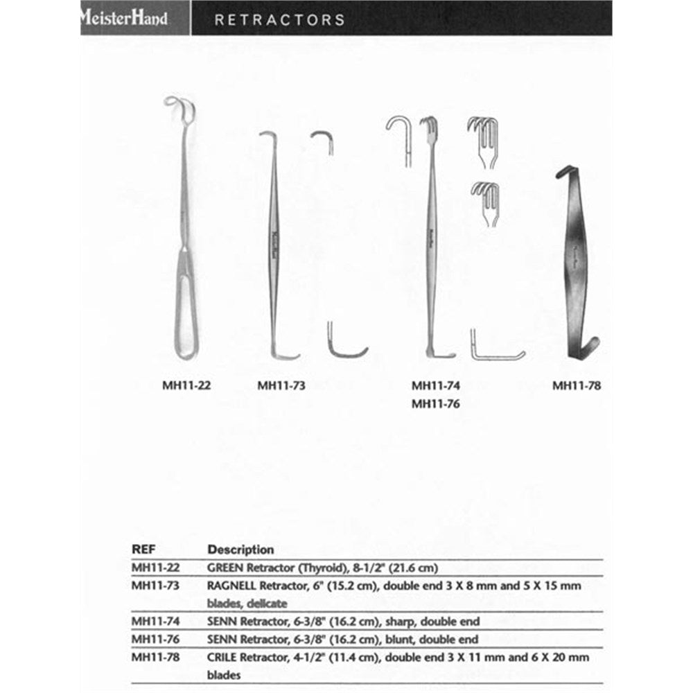 MeisterHand SENN Retractor 6-1/4" (160mm), Double-Ended, 3 Blunt Prongs and 6.5mm X 21mm Blade. MPN: MH11-76 - Image 2