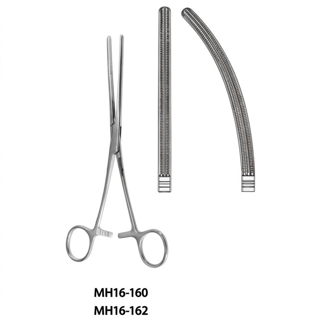 MeisterHand DOYEN Intestinal Forceps, 9" (22.9 cm), curved, flexible blades with longitudinal serrations. MPN: MH16-162