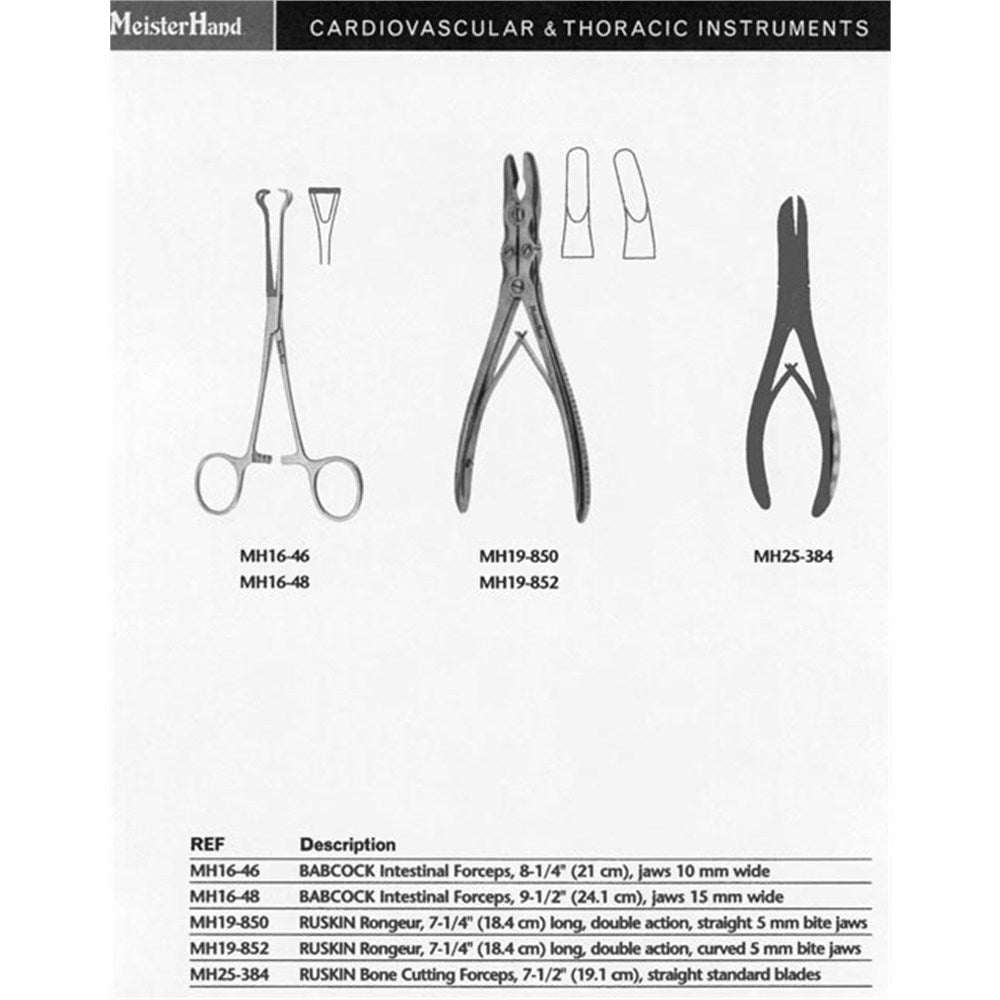 MeisterHand BABCOCK Intestinal Tissue Forceps, 8-1/4" (210mm), jaw width 12mm. MPN: MH16-46 - Image 3