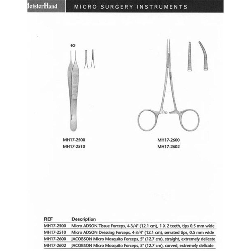 MeisterHand JACOBSON Micro Mosquito Forceps, straight, extremely delicate. MPN: MH17-2600 - Image 3
