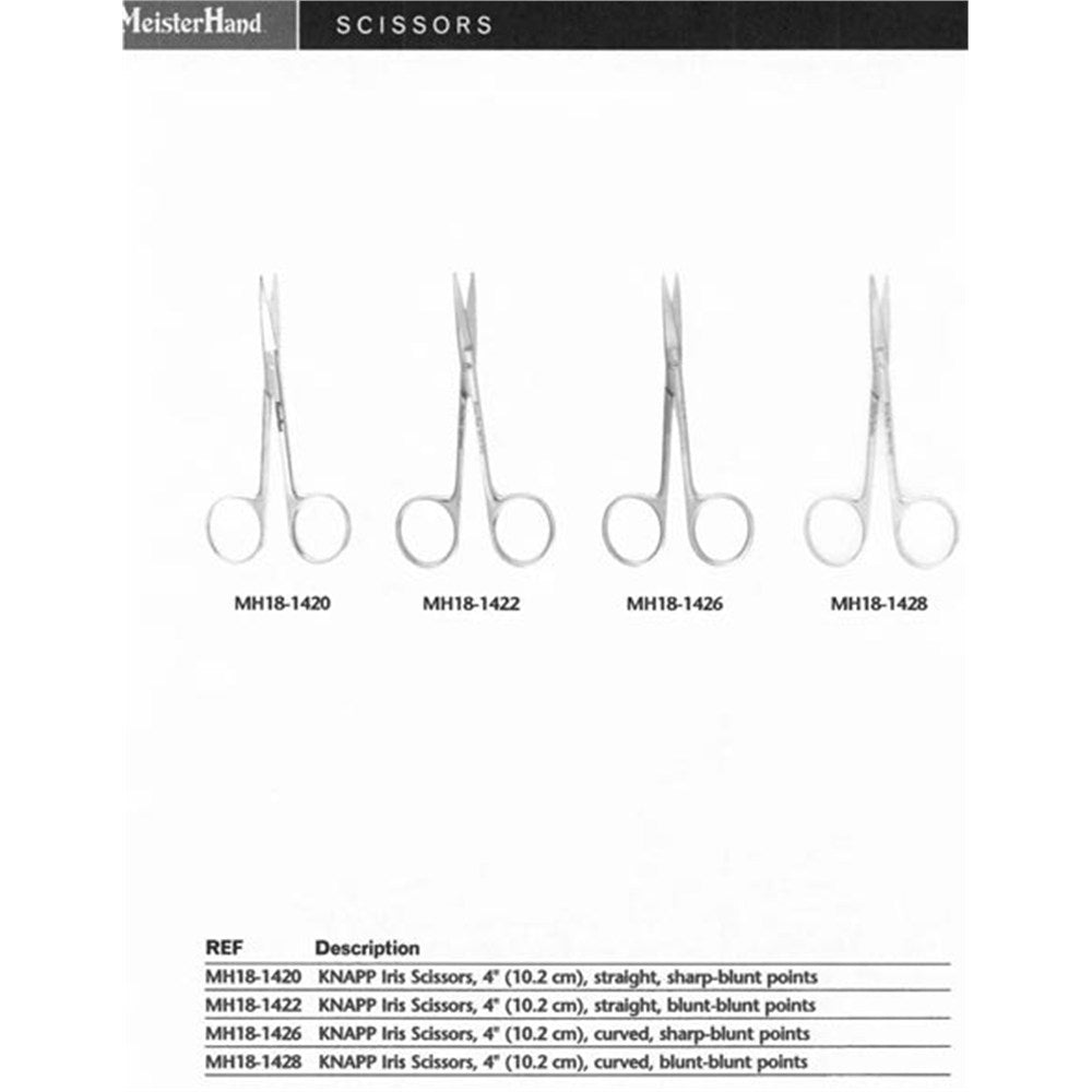 MeisterHand KNAPP Iris Scissors, 4" (10.2 cm), straight, sharp/blunt points. MPN: MH18-1420 - Image 2