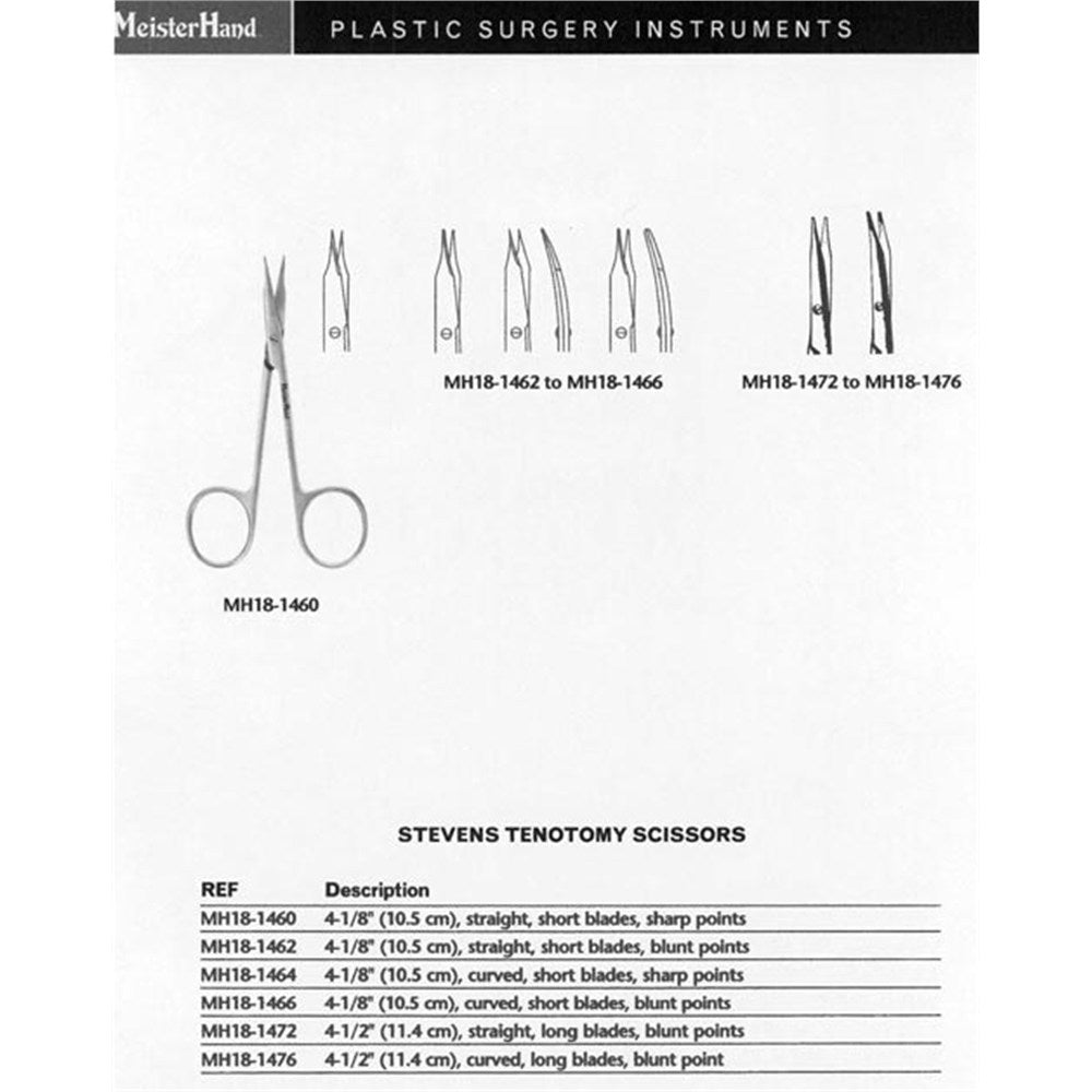 MeisterHand STEVENS Tenotomy Scissors, 4-1/4" (108mm), Curved, Short Blades, Sharp Points. MPN: MH18-1464 - Image 4
